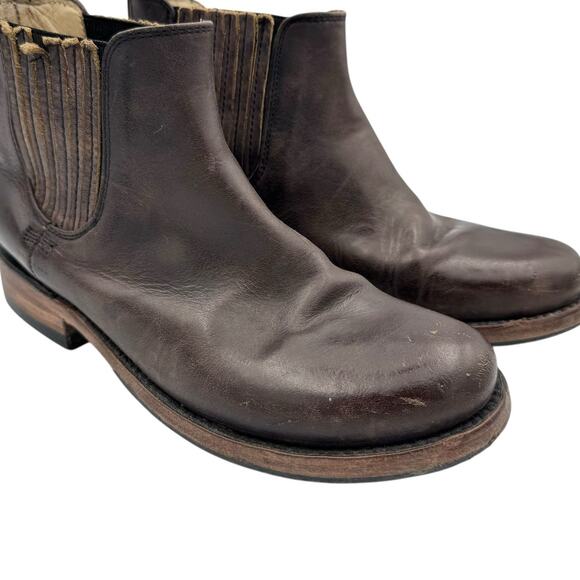 Mexico Dark Brown Leather Round Toe Pull On Chelsea Western Ankle Boots - Picture 7 of 10